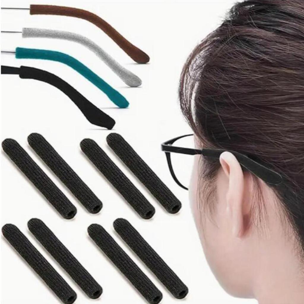 Anti-Slip Eyeglass End Temple Tips Soft Cotton Fabric Frame Leg Glasses Retainer Cushion Ear Sock Sleeve Comfort Eyewear