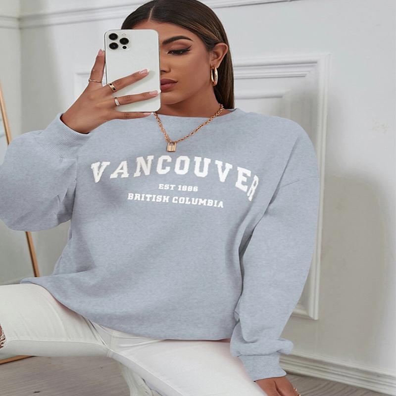 Vancouver Est 1886 Британская Колумбия с буквенным принтом, женская толстовка для творчества, винтажный уличный пуловер с длинными рукавами, женские толстовки