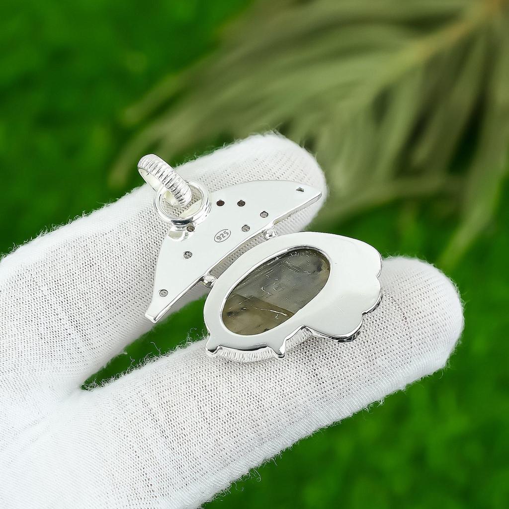 925 Sterling Silver Labradorite Stone Anniversary Mother Wedding Trendy Pendant