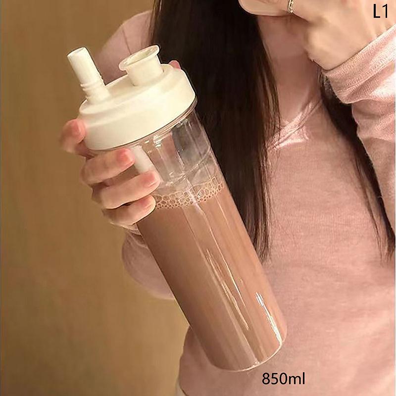 500/850 мл бутылки для воды сок молоко пластиковый стакан с крышкой соломинка пузырьковый чай кофейные чашки большой емкости питьевая посуда прозрачный