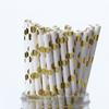 25pcs Metallic Gold heart star Foil Stripe Paper Straws Silver chevron Wedding Party Decor