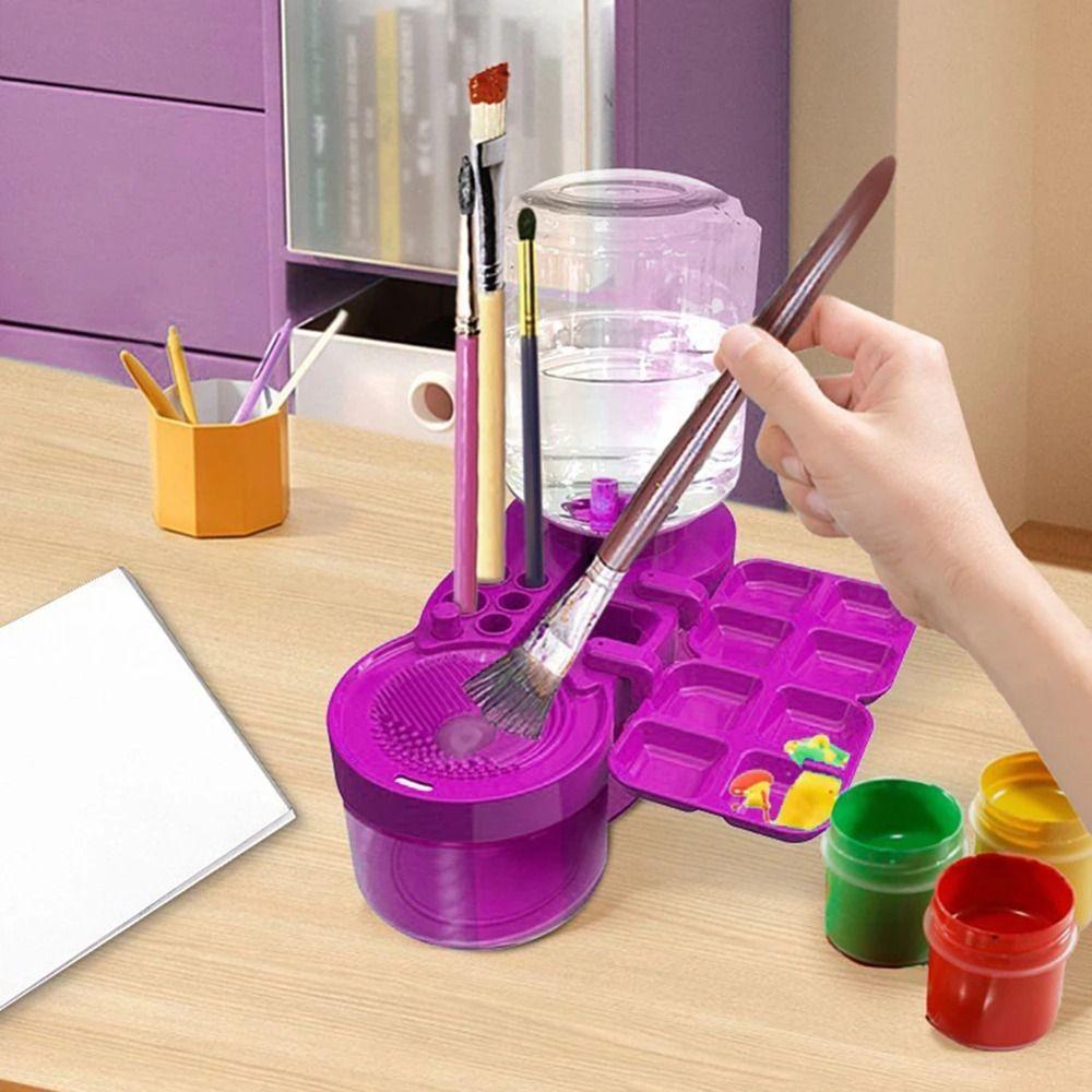 6 In 1 Design Lazy Paintbrush Cleaner Upgraded Water Circulation Lightweight Plastic Water Circulation Paint Cleaner