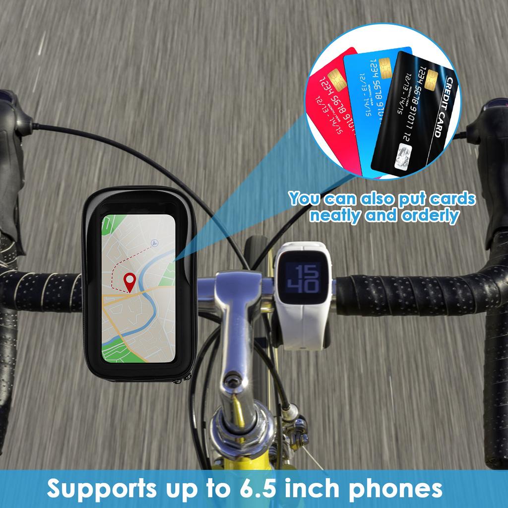 Bike Phone Holder Bag Waterproof Motorcycle Handlebar Bag 360° Rotatable Bicycle Pouch Touch Screen Phone Mount Accessories