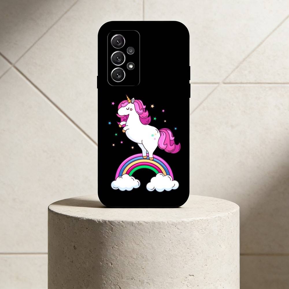 Q V-version unicorn phone Case For Samsung S25,24,21,22,23,30,Ultra,20,Plus,Fe,Lite,Note Soft Black Cover