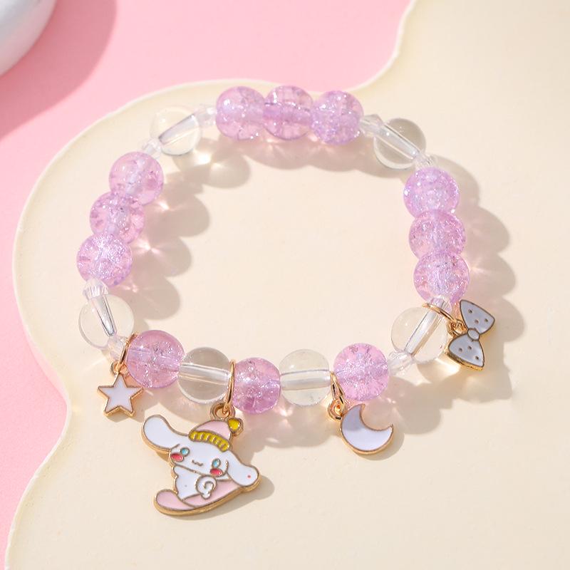 Браслет из хрустальных бусин Sanrio Cinnamoroll - Ручная работа, Мультяшный подарок для девушек-студенток, подруг и пар.