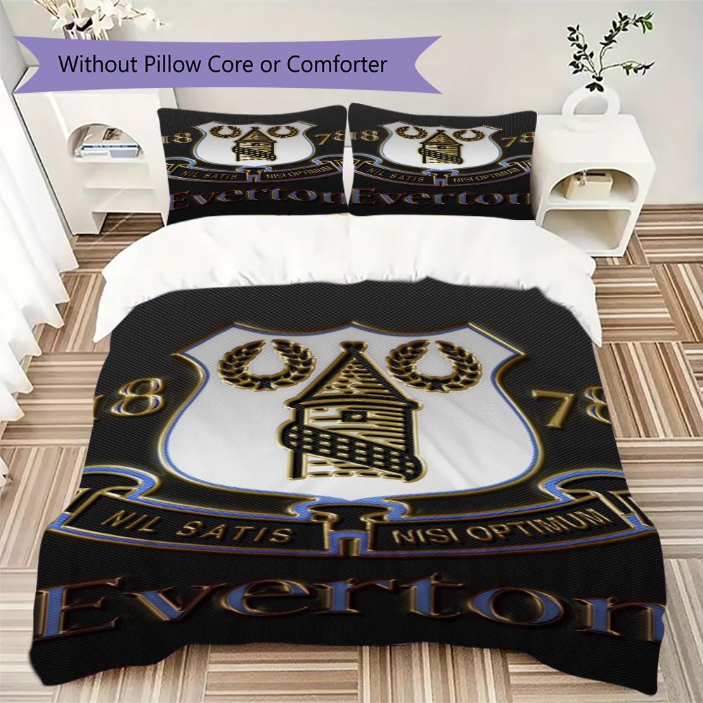 Everton FC Pattern Bedding uilt Set uilt Cover Pillowcase Home Decoration Birthday Gift (1 * duvet cover + 2 * pillowcase without core)41