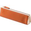 Corale pen case leather womens triangular simple adult stylish genuine pencil zipper (orange ivory white)