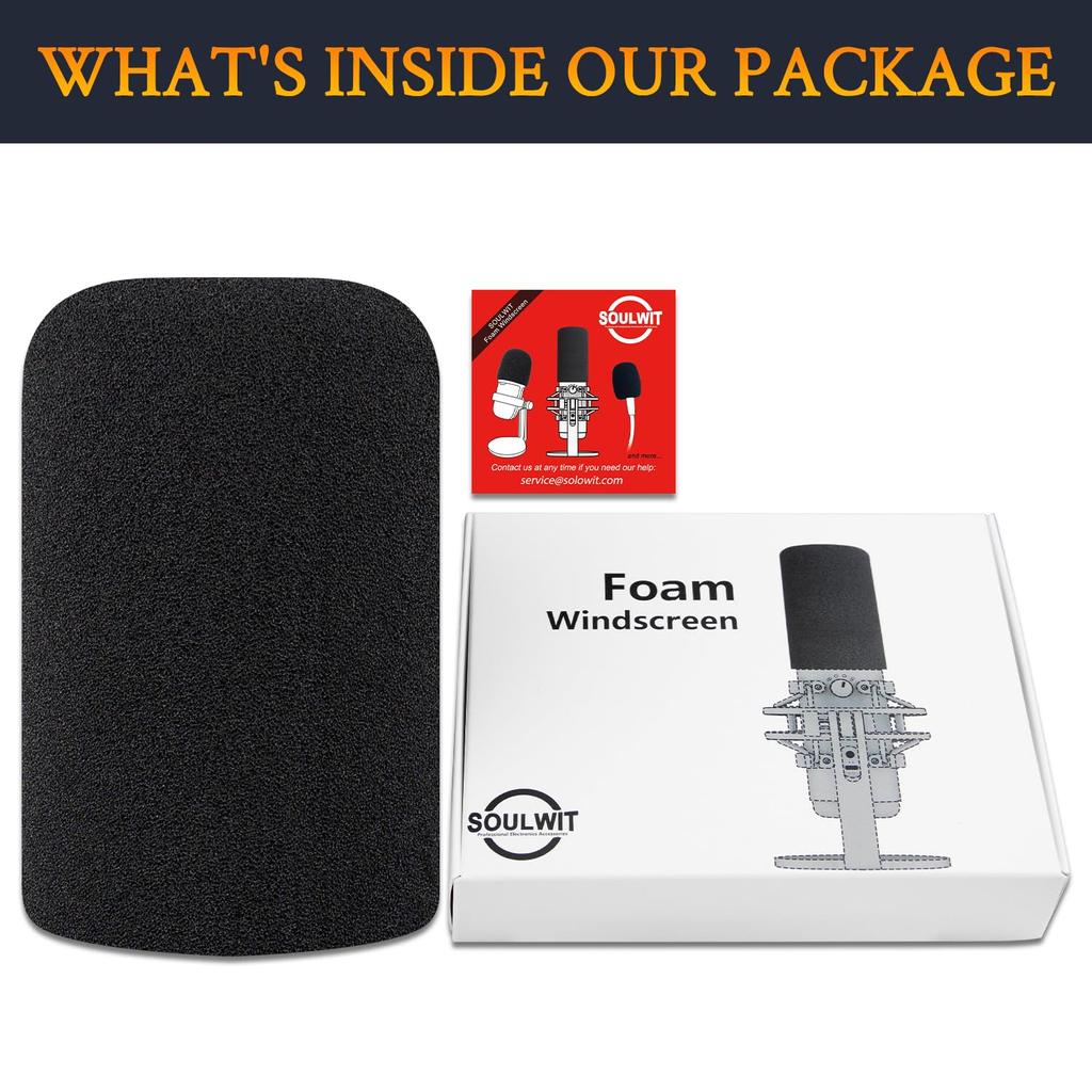 SOULWIT Microphone Foam Cover Pop Filter for HyperX QuadCast QuadCast S QuadCast 2S Wind Screen Replacement Black