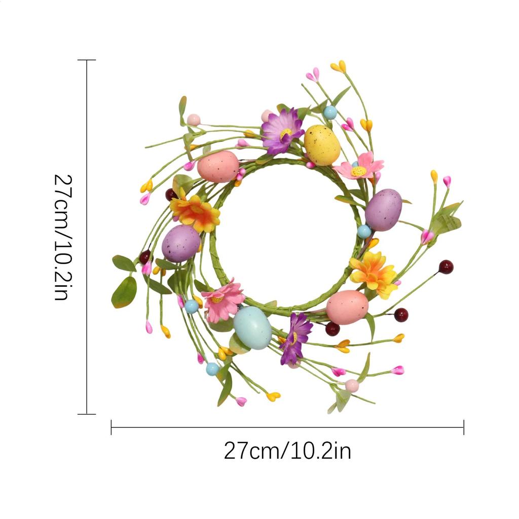 Пасхальный венок со свечой 10,6 дюйма, гирлянда из яиц и полевых цветов, маленький пасхальный венок для крыльца, улицы, дома, дверей, стены, стола