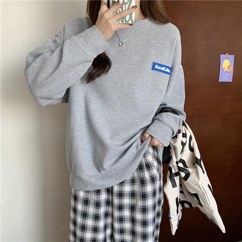 Весна осень Толстовки с капюшоном буквы Oversize Толстовка женская корейская повседневная Длинный рукав вафельная y2k Топы Harajuku Пуловеры Уличная одежда