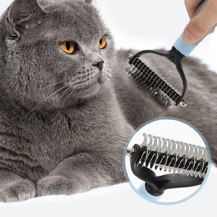 Ergonomic Pet Grooming Brush Double Side Head Design Stainless Steel Dog Cats Comb For Matted Furs Shedding Control