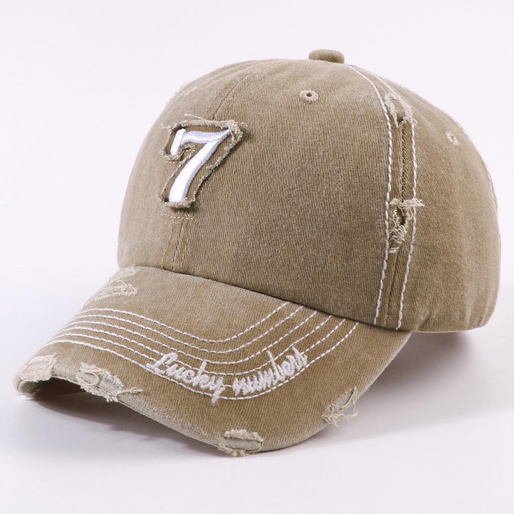 Korean version of heavy industry washed baseball cap spring and summer versatile hole old wide brim show face small washed cap