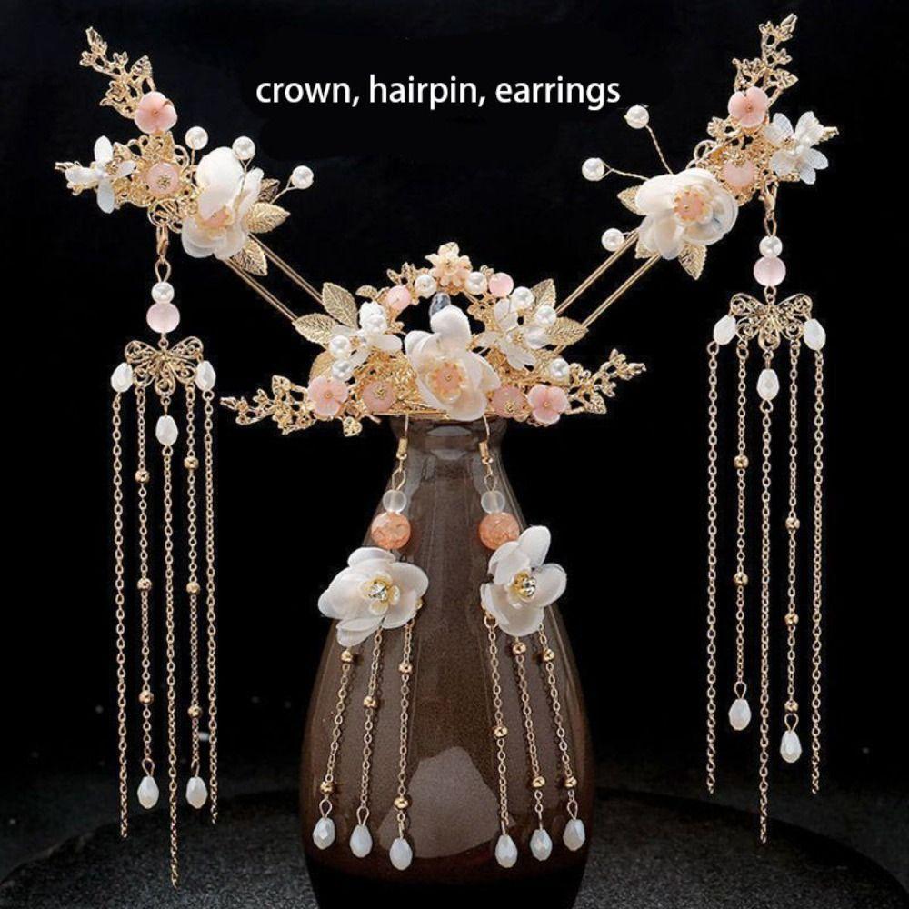 Flower Hanfu Hair Stick Tassel Chinese Style Hairpin Set Classical   Girl Hair Accessories
