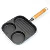 Nonstick Square Grill Pan 3 Section Versatile Breakfast Skillet Divided Egg Frying Pan for Stove