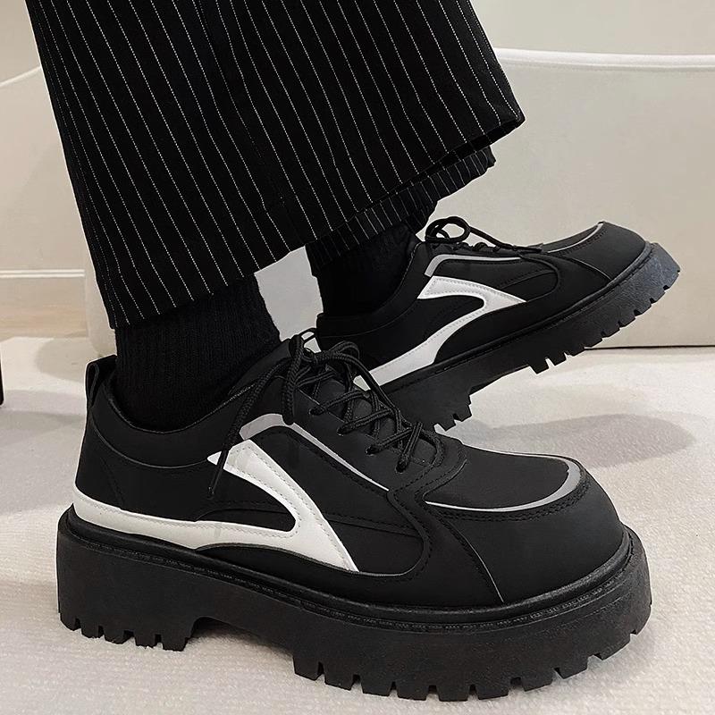 Fashion 2025 New Men's Wide Toe Lace Up Shoes Vintage Retro Chunky Sole Ankle Boots Casual Comfortable Non-Slip Black Fashion Sneakers