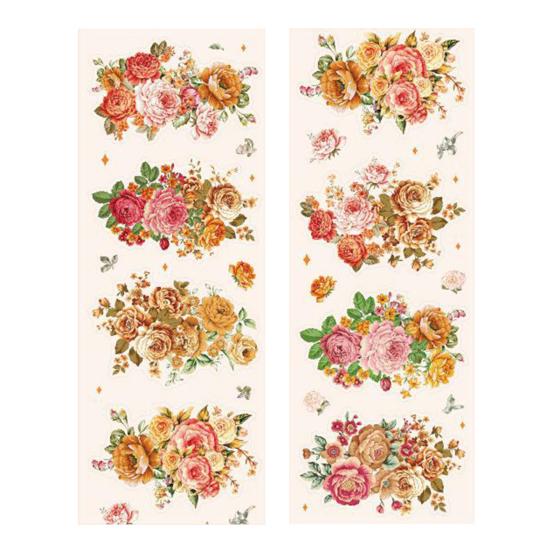 1 рулон ПЭТ-ленты с цветами, наклейки, водонепроницаемые, для предварительной резки, съемные, многоразовые, «сделай сам», журнал, скрапбукинг, молочный блокнот, планировщик, декоративная лента, наклейка