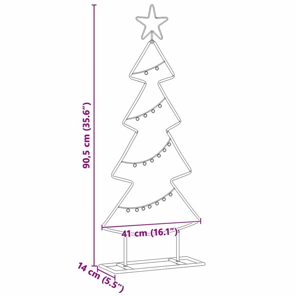 Metal Christmas Tree with Stand Black 90.5 cm Steel