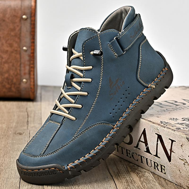 Fashion Stylish Mens Low Top Sneakers 2025 New Outdoor Motorcycle Boots Lace Up Non-Slip Ankle Boots Classic Mens Leather High Top Shoes