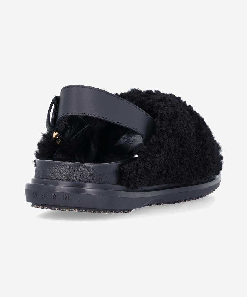 Marni Fur Furvet Leather Sandals - Black / Fbms005801P909300N99