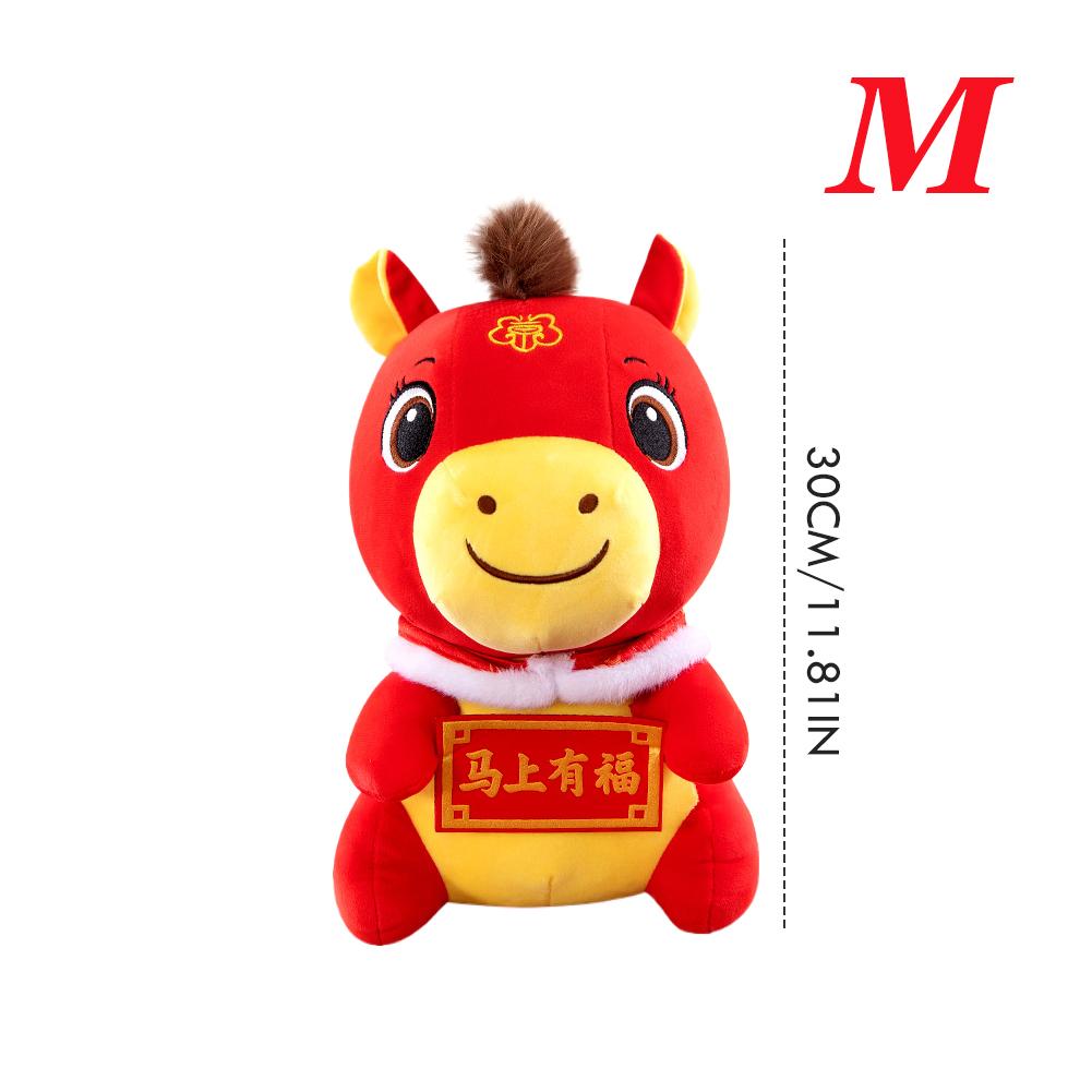 2026 Red Lucky Horse Plush Toy 25/30/35cm New Year Mascot Chinatown Boutique Pony Decor Festival Kid Gift