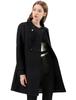 Allegra K Women's Lasha Coat, A-Line, Stand Collar, Double-Breasted, Long Sleeves, Cold Weather, Fall/Winter, Black, Size M