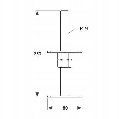 Adjustable Bolt-On Column Base M24 80x250x4mm