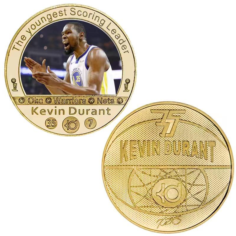 Коллекция commemorative монеты и значка-медали NBA Durant с золотым покрытием