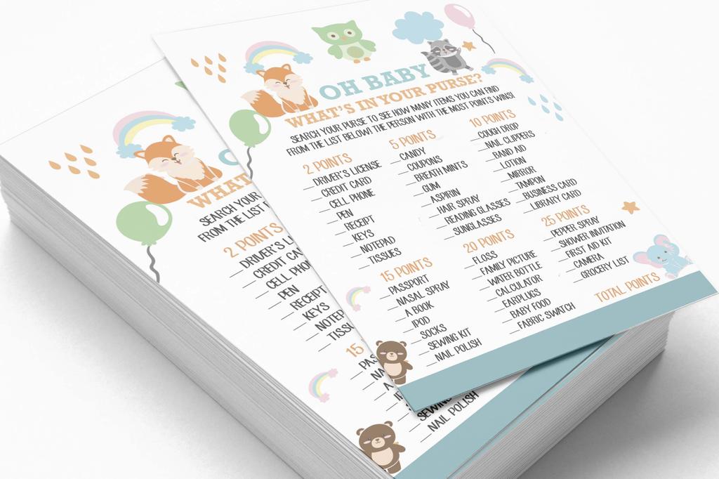 Inkdotpot Jungle Animals Baby Shower Game Set Of 50 BabyA AlphabetA ABCA Game Ita s A Boy Ita s A Girl Party