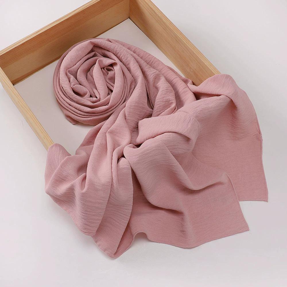 Malaysia Muslim Hijab Wrinkle Plain Long Shawl Islamic Headscarf Wraps For Women Female Foulard