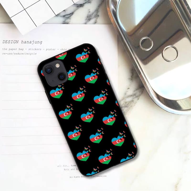 Чехол для телефона с флагом Азербайджана для iPhone 11 12 Mini 13 14 15 Pro XS Max X Plus SE XR Shell