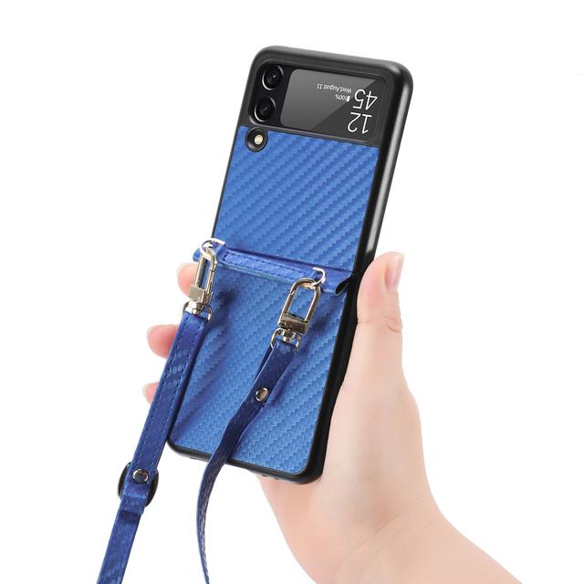 Противоударный чехол из углеродного волокна для Samsung Galaxy Z Flip 3 Flip4 Flip 4 5g Flip3, противоскользящий ремешок для телефона, чехол для мобильного телефона