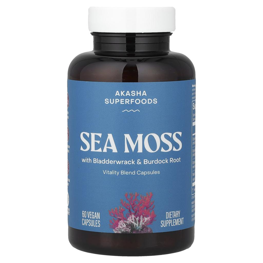 Akasha Superfoods, Морской мох, 60 растительных капсул