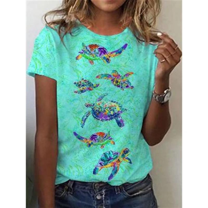 Women's T-Shirts Cartoon Characters Cute Pattern 3d Print Tshirt Funny Cartoon Animal Casual Short Sleeve O Neck Female Clothing