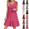 Ladies' Casual And Fashionable Solid Color Dress, Loose Sleeveless Waist Cinched Dress