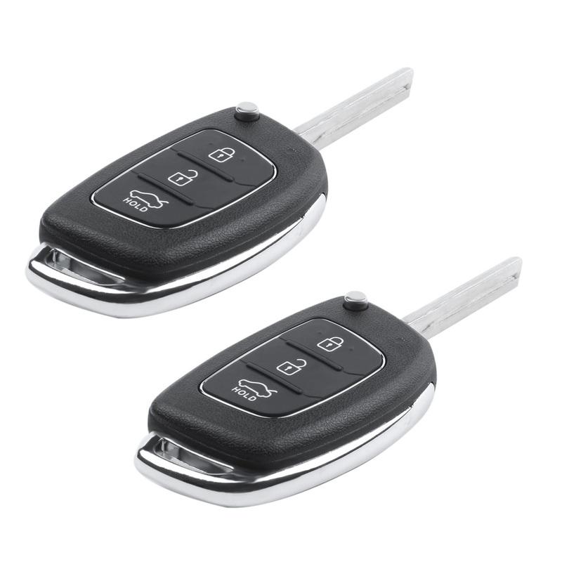 2X Flip Key Shell Fit For Ix45 Santa Fe Remote Key Case Fob 3-Button Black