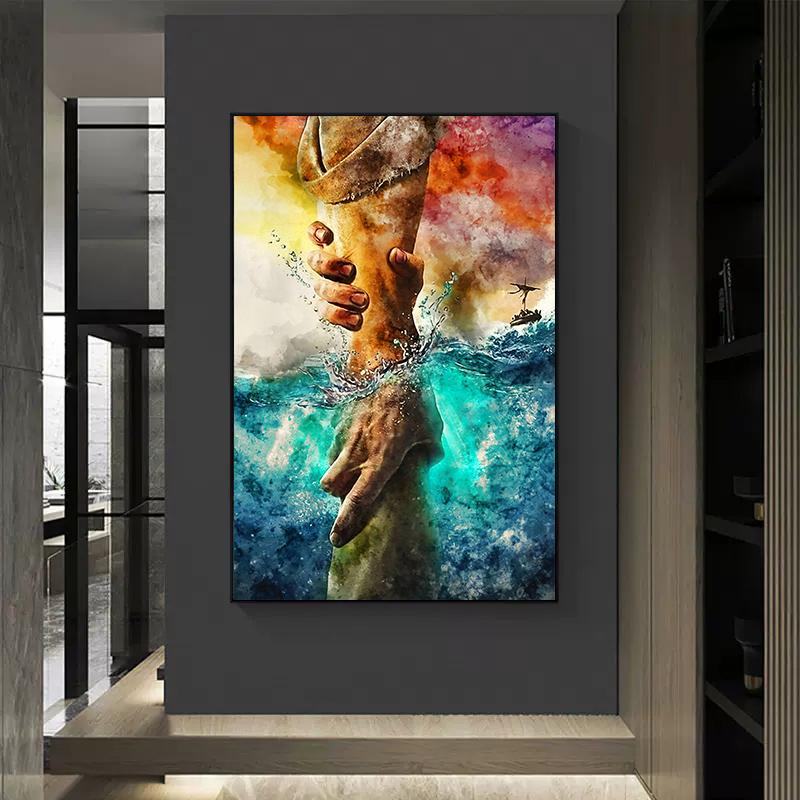 Vintage Jesus Christ The Hand of God Canvas Painting Poster And Print Catholic Christian Wall Art For Living Room Home Decor