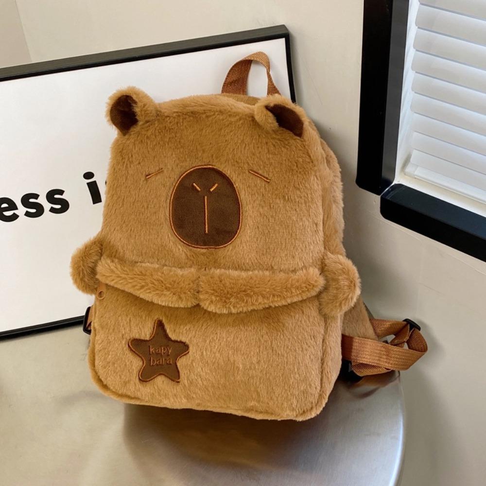Large Capacity School Backpack Star Stuffed Toys Schoolbag Cute Capybara Backpack Gifts
