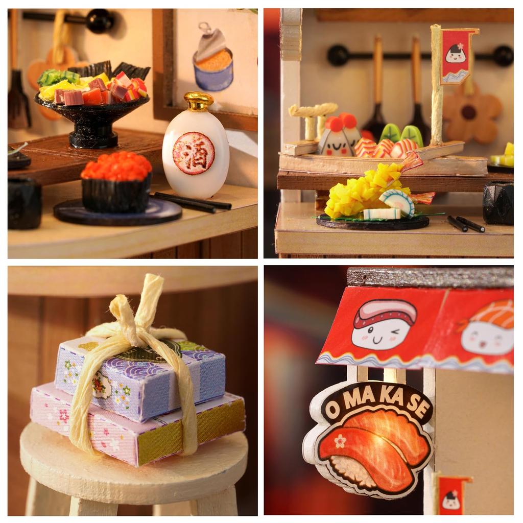 CUTEROOM Dollhouse, Miniature Decoration Handmade DIY Kit, Wooden Dollhouse Kit, Easy To Assemble Miniature House for Beginners, Includes LED Light,