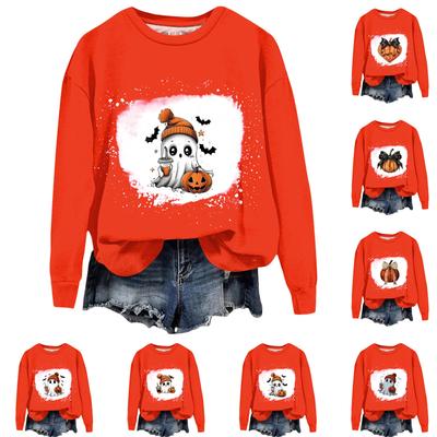 Женская мода с принтом, длинный рукав, свободный круглый вырез, свитшот, осень