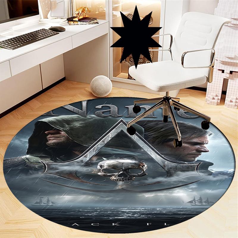 Custom Name Assassin's Creed Printed Round Rug Carpet Chair Rug Area Rug Entryway Doormats,for Office Chair Living Room Bedroom Kitchen Room.
