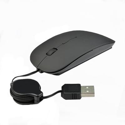 Проводная USB-мышь ELRCDNOX, черная, выдвижная, компактная, тонкая, оптическая, тихая, портативная, удобная для путешествий,