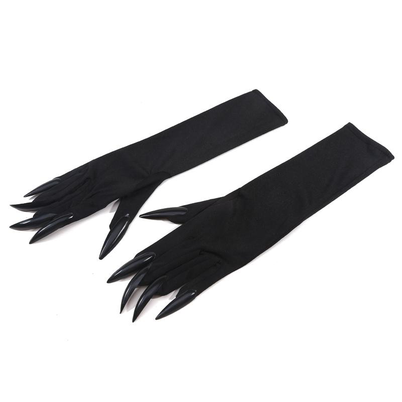 Women Trendy Halloween Long Nails Gloves Creative Cosplay Hand Sleeves Witch Arm Warmers