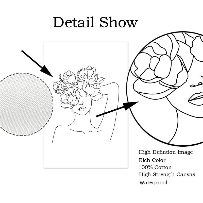 Цветок женщина лист растение линия абстрактные скандинавские постеры и принты Современная настенная живопись на холсте настенные панно Декор в гостиную