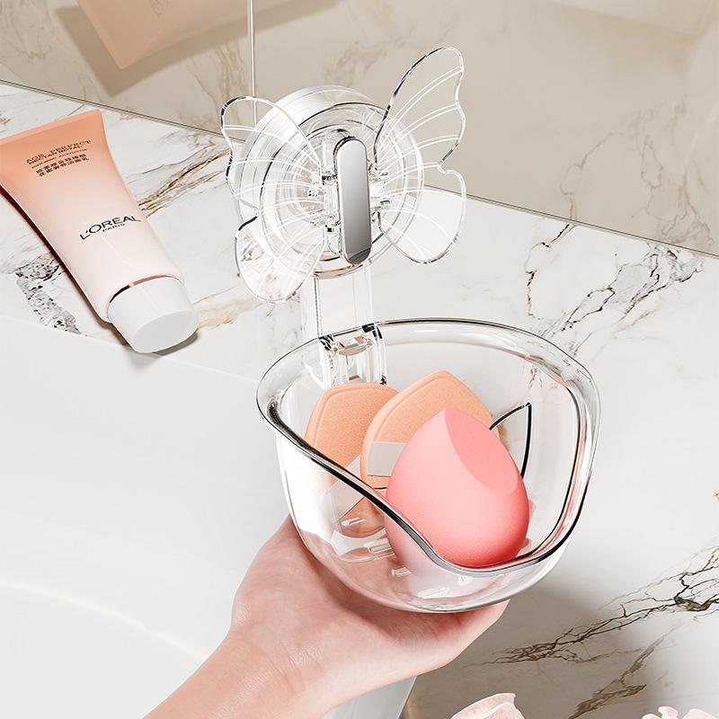 Стеллаж для хранения в ванной комнате Ящик для хранения без перфорации Ванная комната Присоска Настенная полка для умывальника Хранение косметики