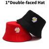 Embroidery Magritte Doublesided Bucket Cap Stylish Sun Protection Hat Fisherman