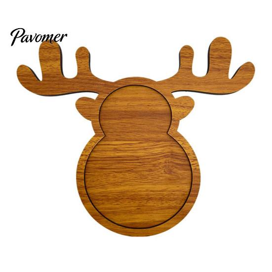 Solid Wood Appetizer Platter Christmas Tree And Elk Serving Tray, Durable Partitioned Wooden for Guests Food Platter, Decorative Dinnerware