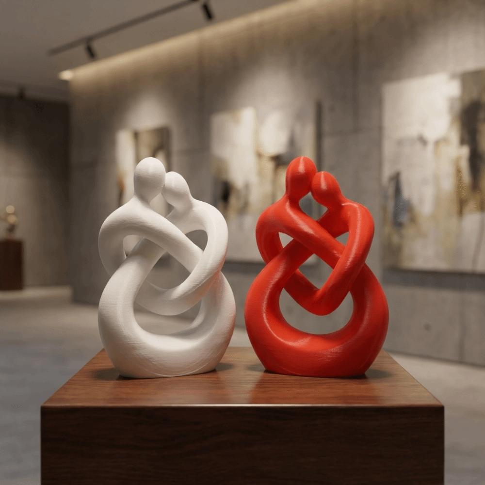 Abstract Design 3D Printed Figure Romantic Couple Embracing Sculpture Home Decoration