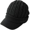 AVIREX Cable Knit Cap with and Winter Knit 023 Loose-Fit Brim, Men's Women's Cap, Black,