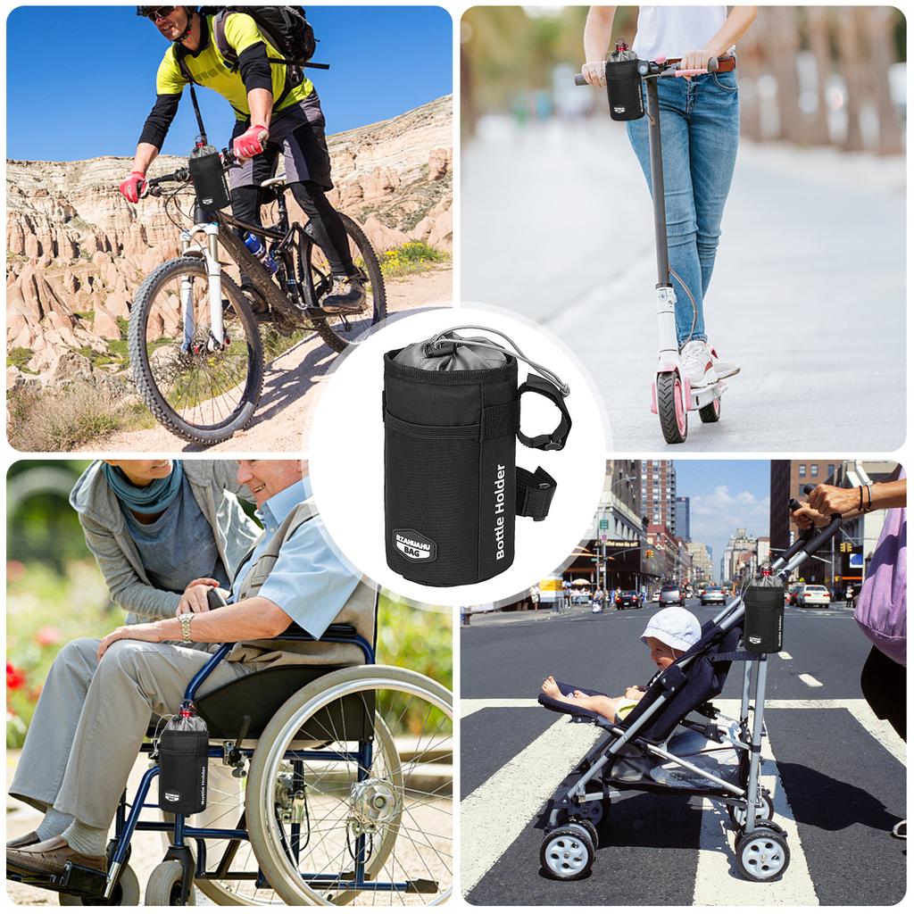 Bike Water Bottle Holder Bag Insulated Bicycle Handlebar Drink Beverage Storage Cooler Bag Pannier for Bike Motorcycle