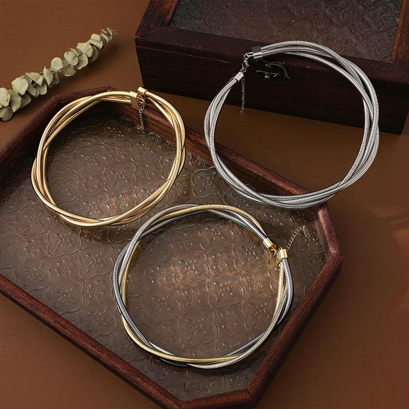 Роскошный комплект из трех проводов в стиле металл-панк-хип-хоп с ожерельем и браслетом